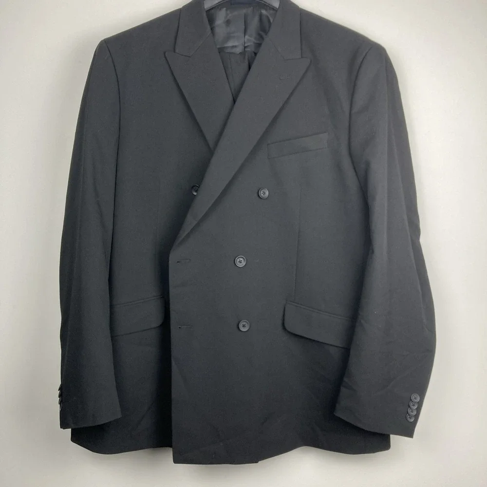 Kenneth Cole Reaction Men's 2-pc Suit Slim-Fit Double-Breasted Black 50L 45W 32L
